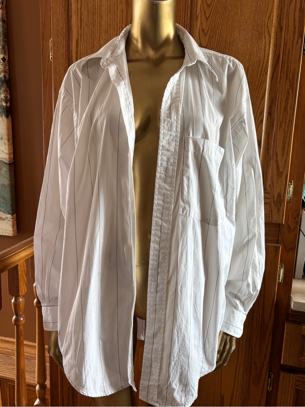 Dior White Shirt Jacket with Thin Black Pinstripes